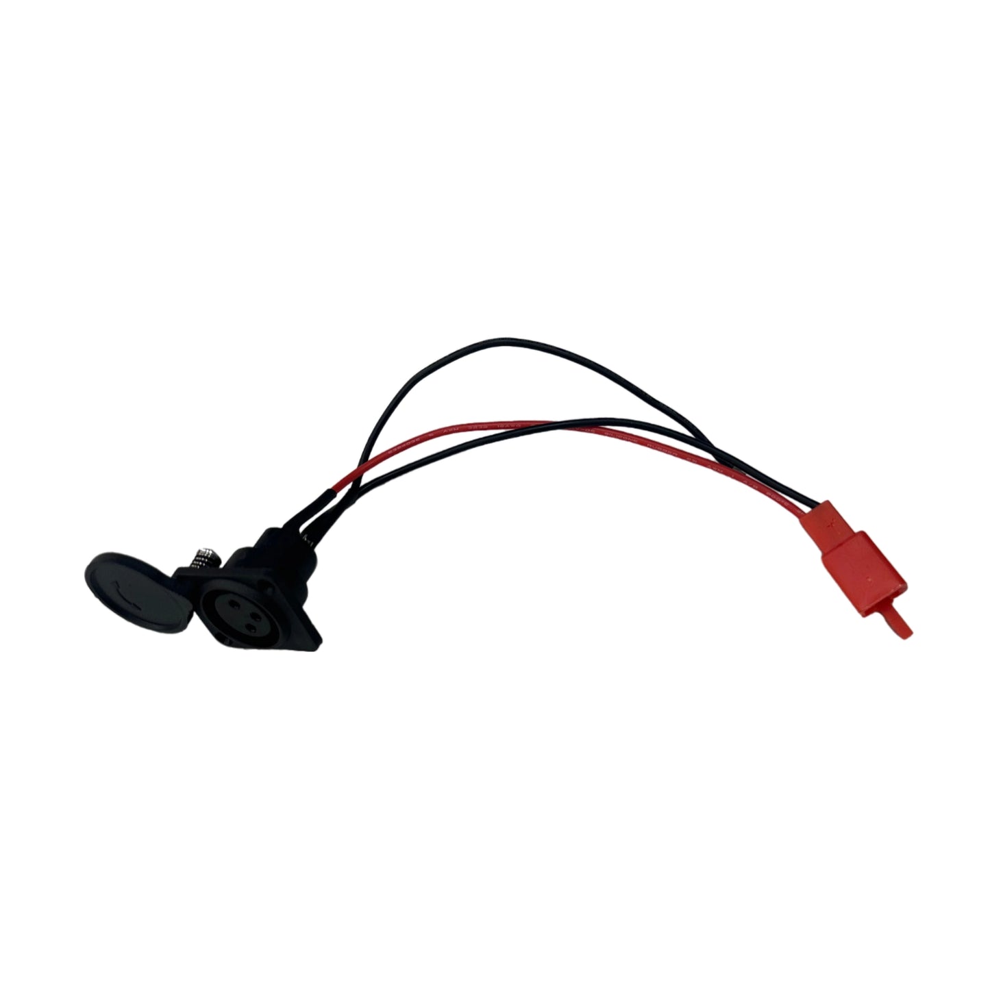 Wiring harness with red and black wires on a white background