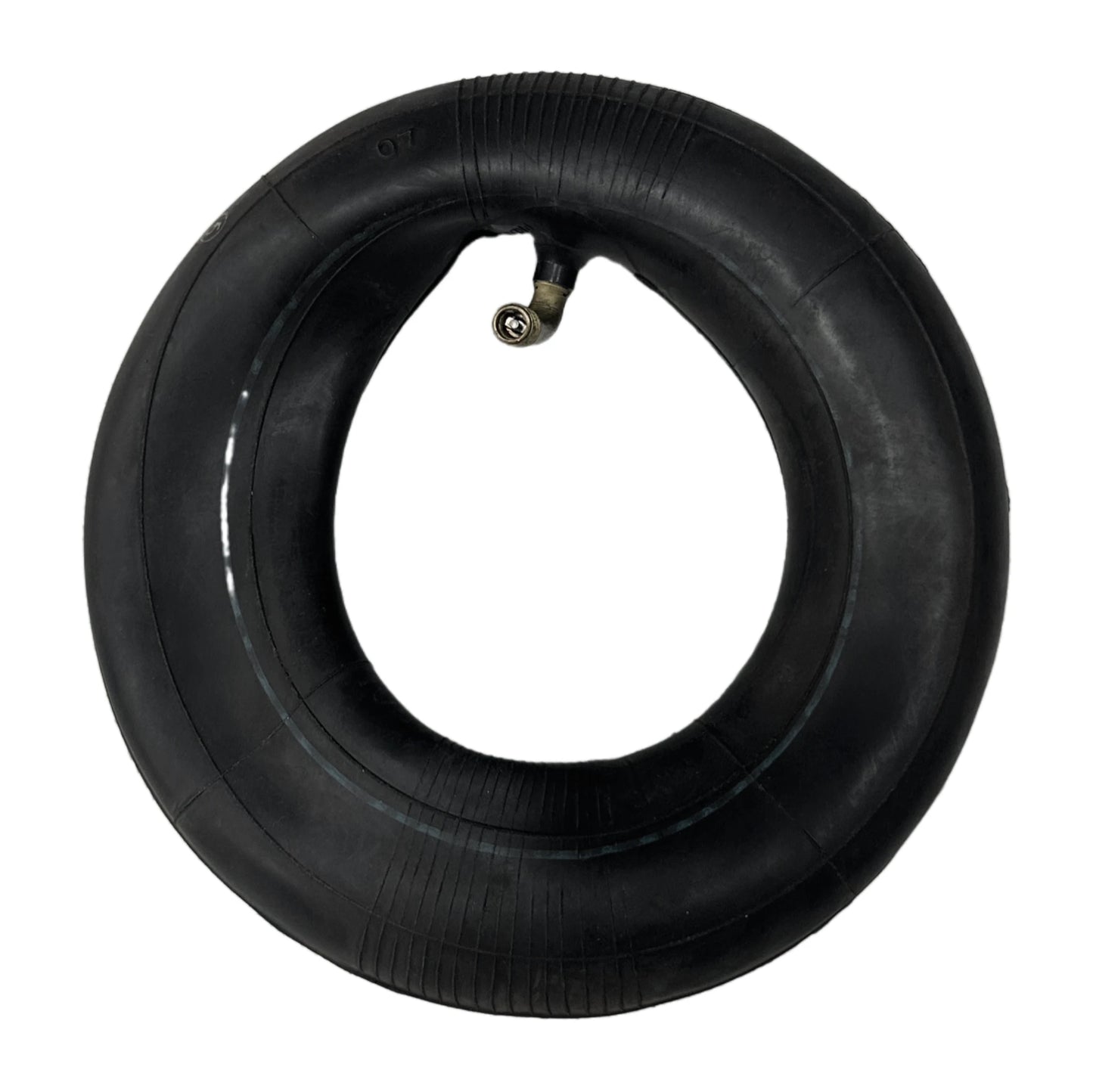 Black inner tube on a white background