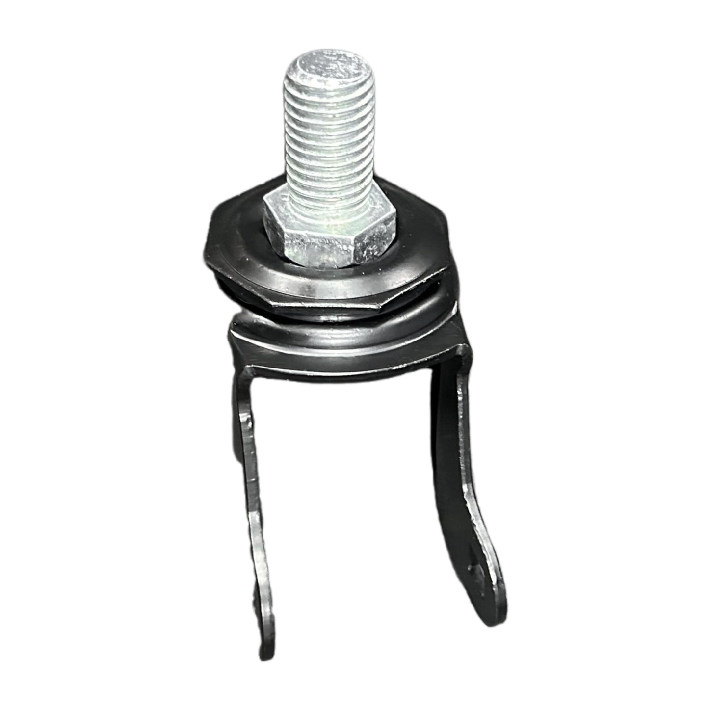Metal caster wheel fork on a white background