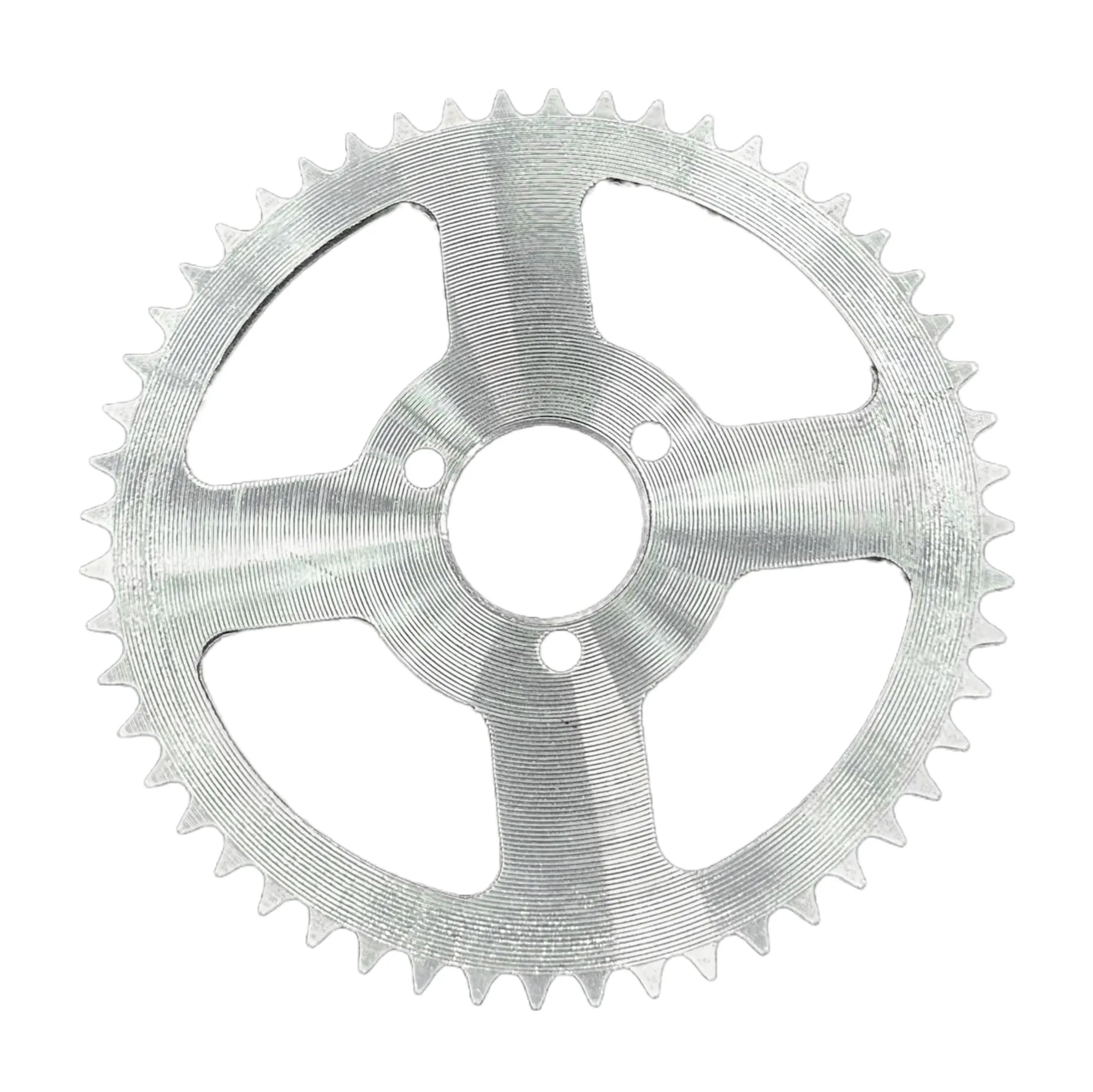 Metallic gear or sprocket on a white background