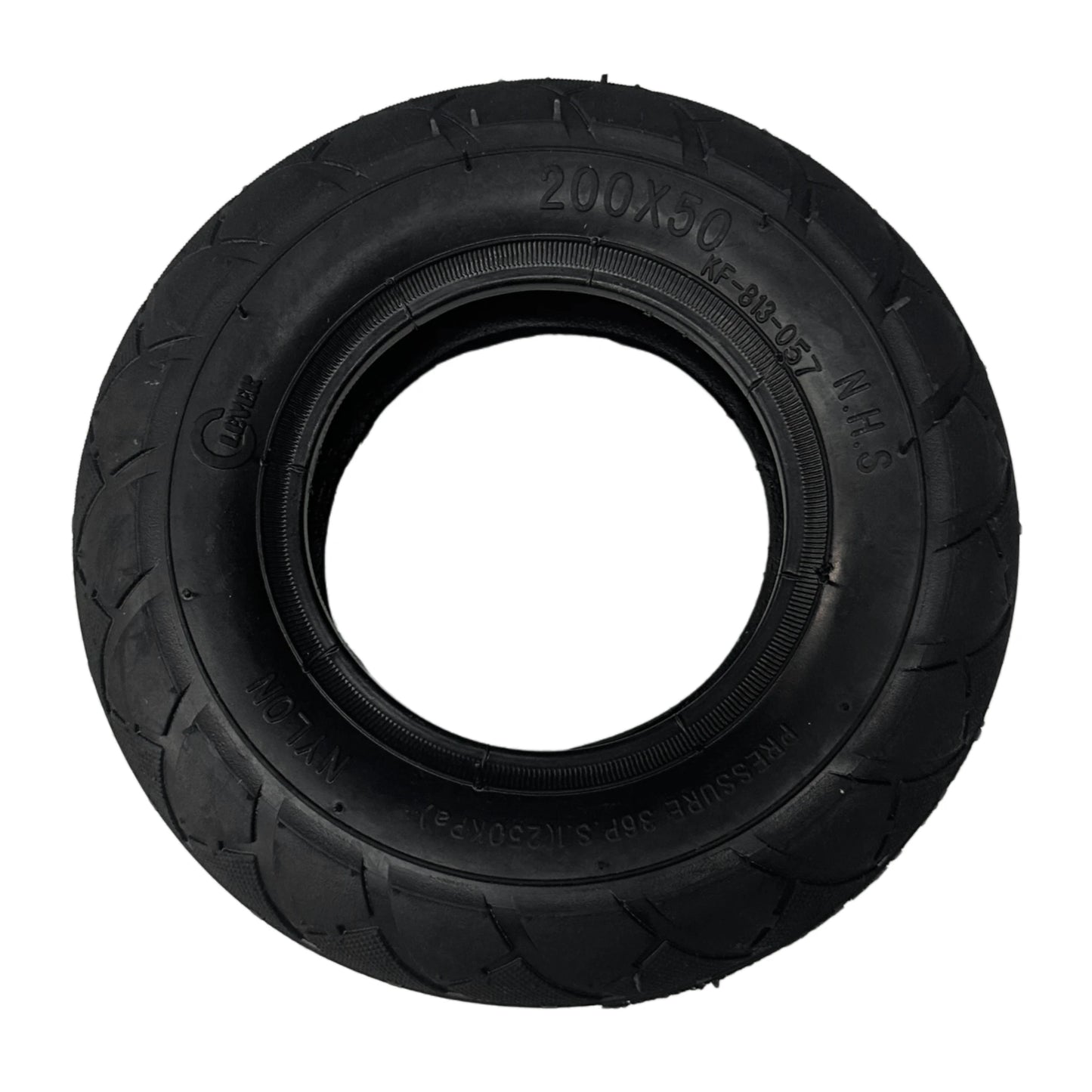 Black tire with size '200x50' on a white background