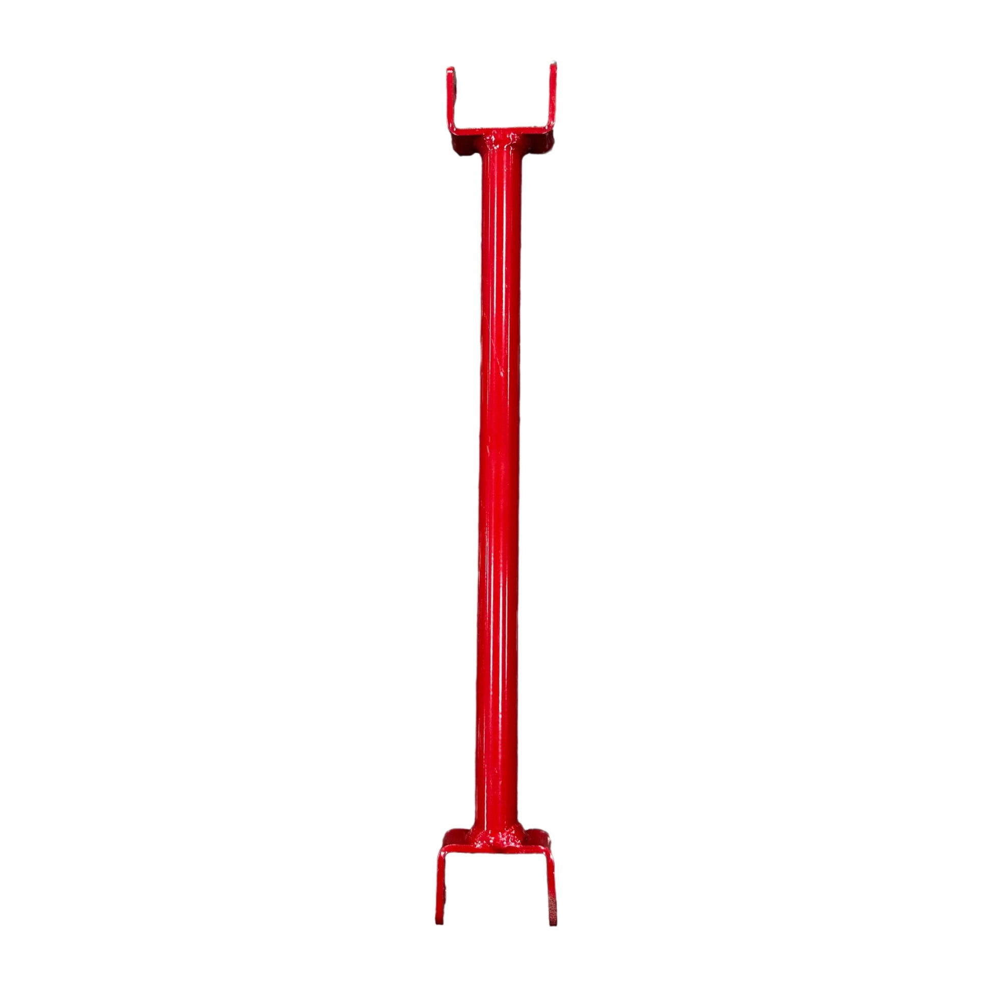 Red metal stand on a white background