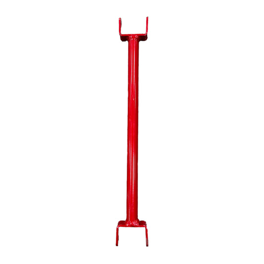 Red metal stand on a white background